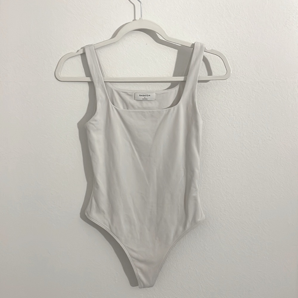 Aritzia White Square Neck Bodysuit